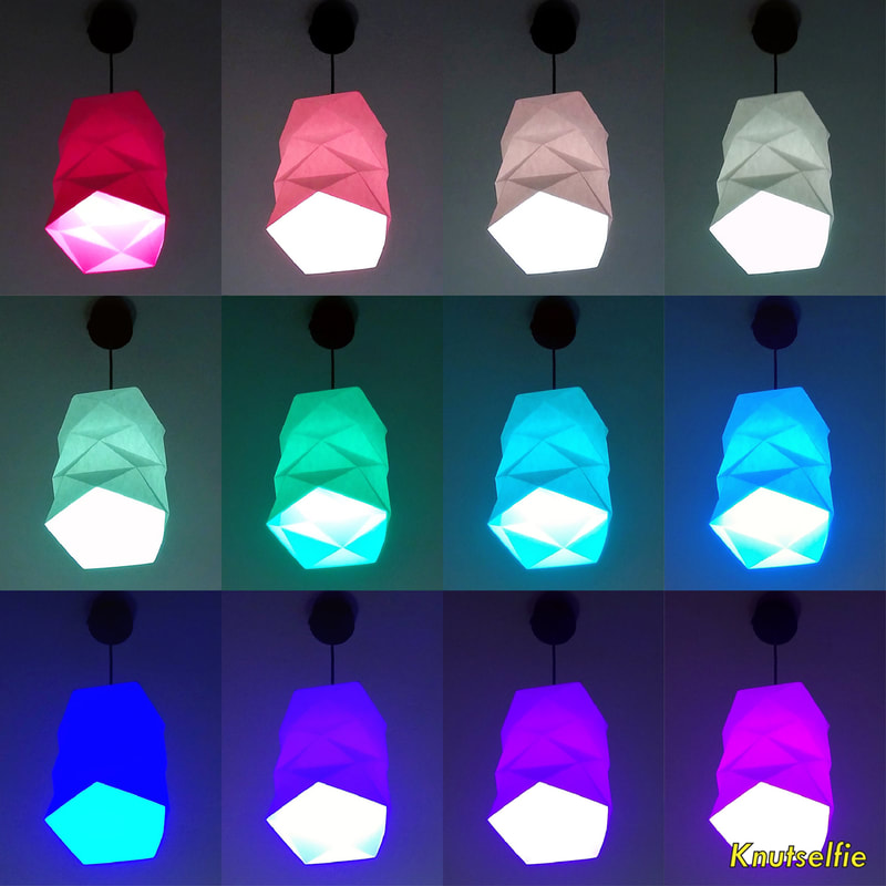 Origamilamp met kleurveranderende lamp erin